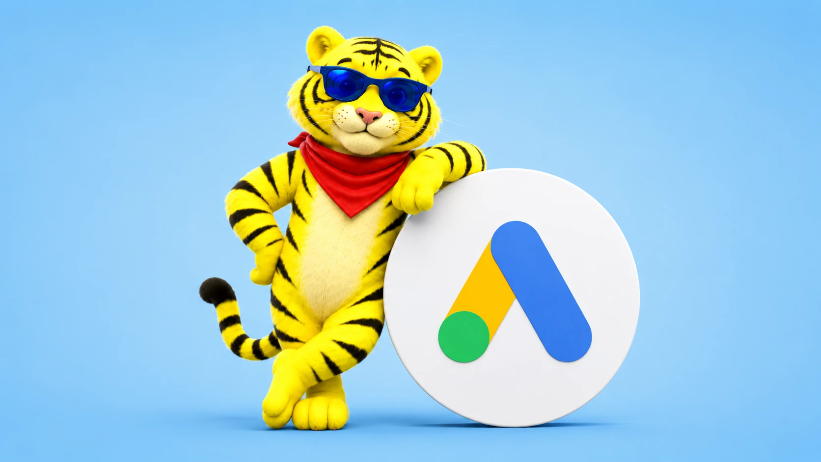 Kraftvertising tygří maskot s logem Google Ads